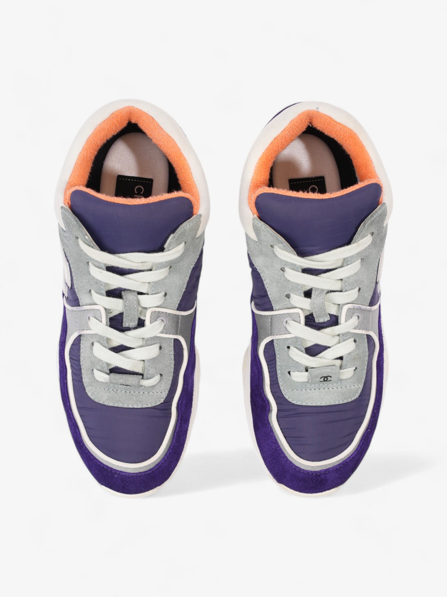Chanel CC Logo Sneakers Blue / White / Orange Suede EU 39.5 UK 6.5