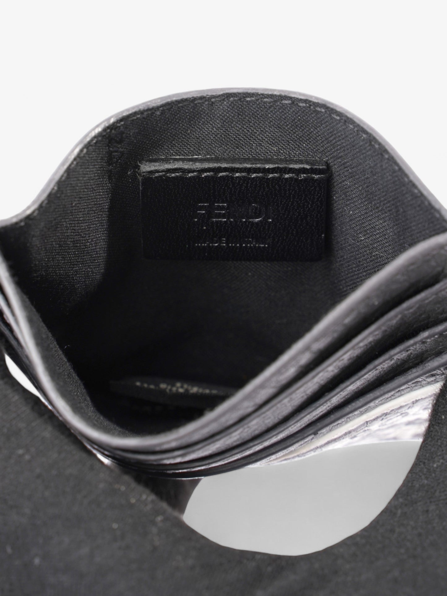 Fendi Roma Card Holder Charcoal / White Leather