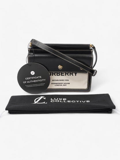 Burberry Horseferry Print Title Bag Beige / Black Canvas Mini