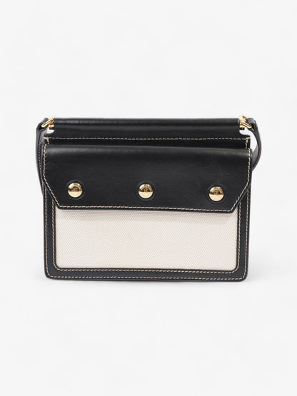 Burberry Horseferry Print Title Bag Beige / Black Canvas Mini