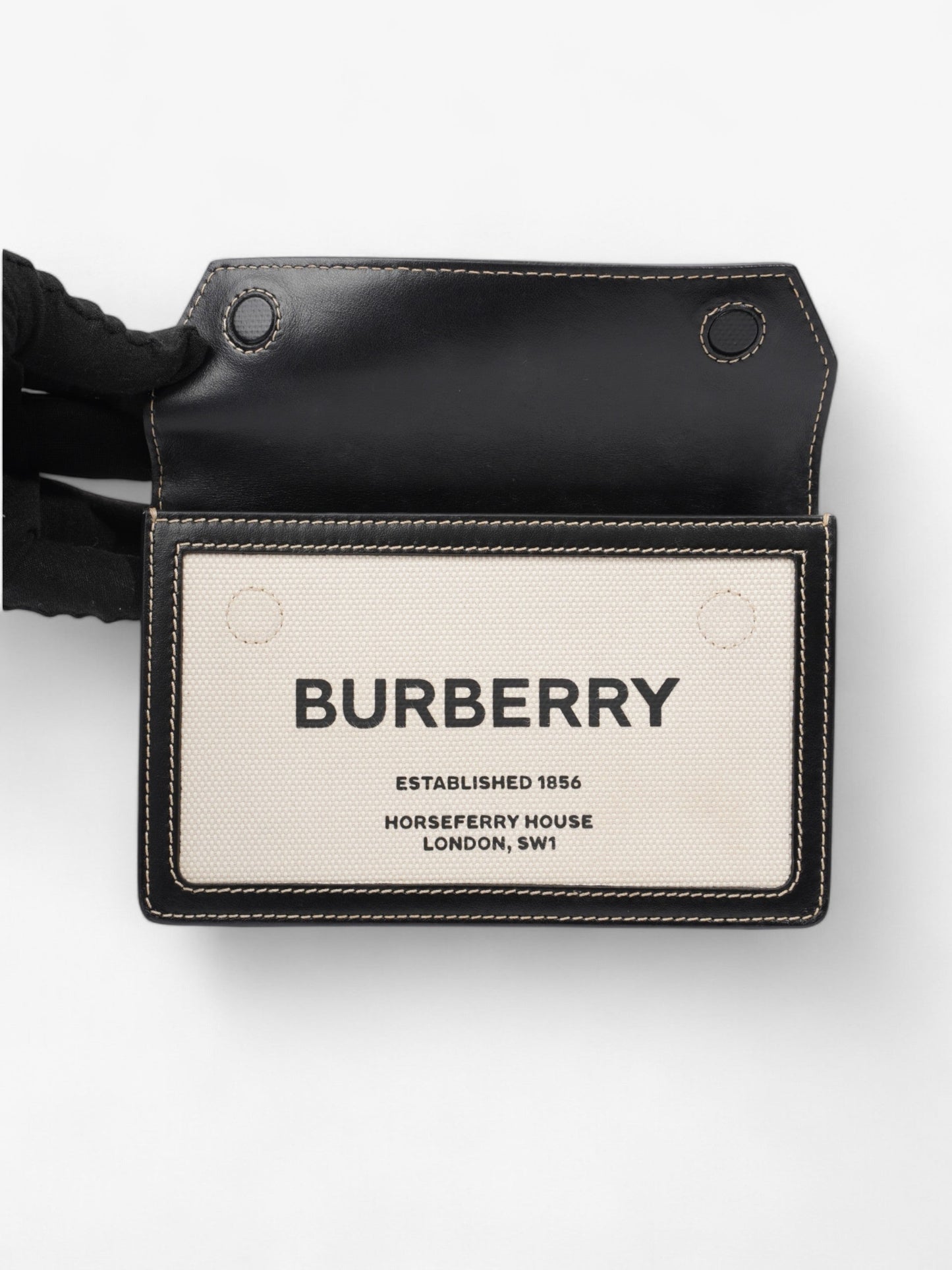 Burberry Horseferry Print Title Bag Beige / Black Canvas Mini