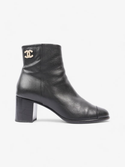 Chanel CC Boots 50 Black / Gold Leather EU 37.5 UK 4.5