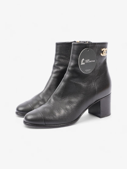 Chanel CC Boots 50 Black / Gold Leather EU 37.5 UK 4.5
