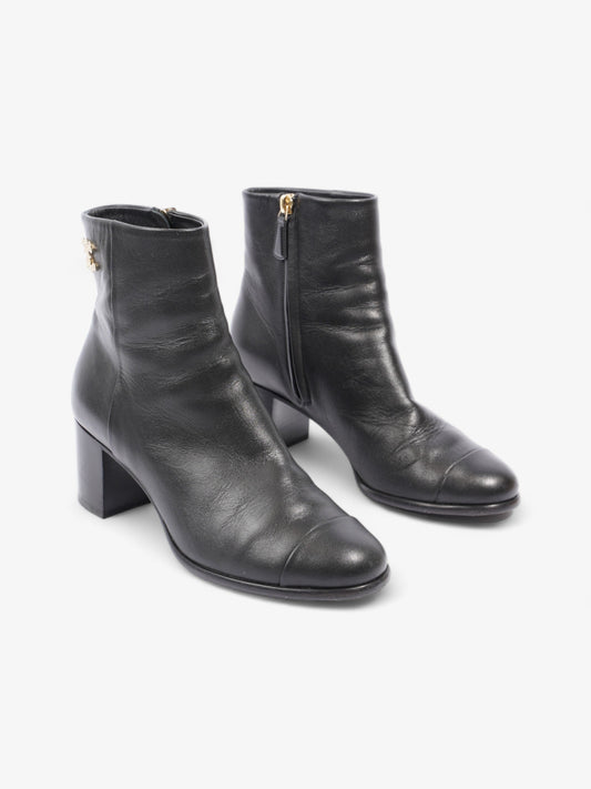 Chanel CC Boots 50 Black / Gold Leather EU 37.5 UK 4.5