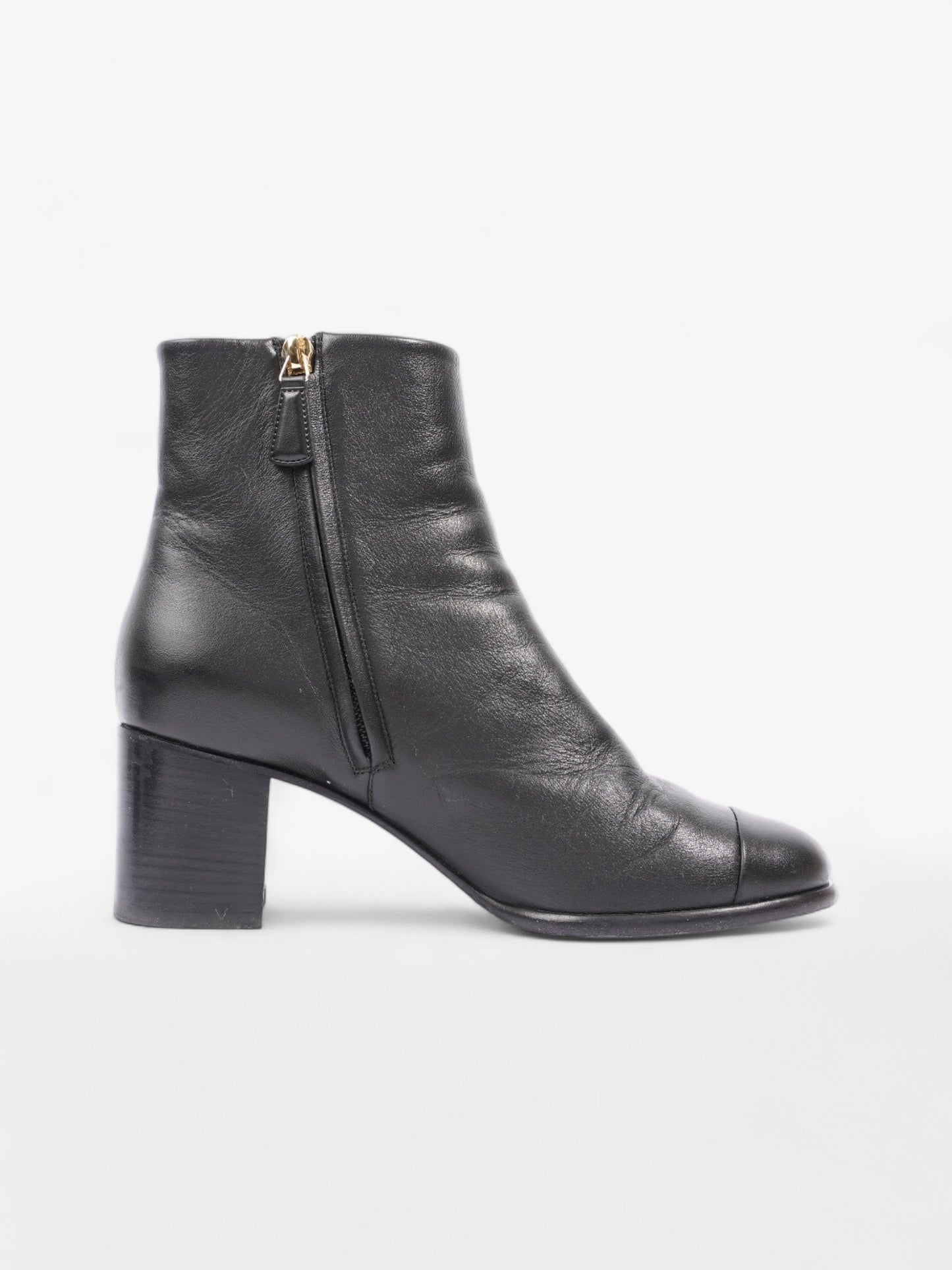 Chanel CC Boots 50 Black / Gold Leather EU 37.5 UK 4.5