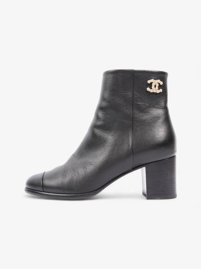 Chanel CC Boots 50 Black / Gold Leather EU 37.5 UK 4.5