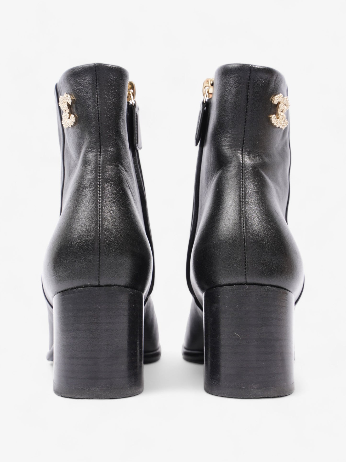 Chanel CC Boots 50 Black / Gold Leather EU 37.5 UK 4.5