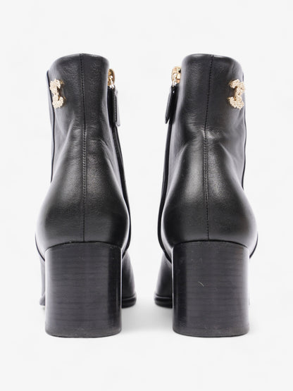 Chanel CC Boots 50 Black / Gold Leather EU 37.5 UK 4.5