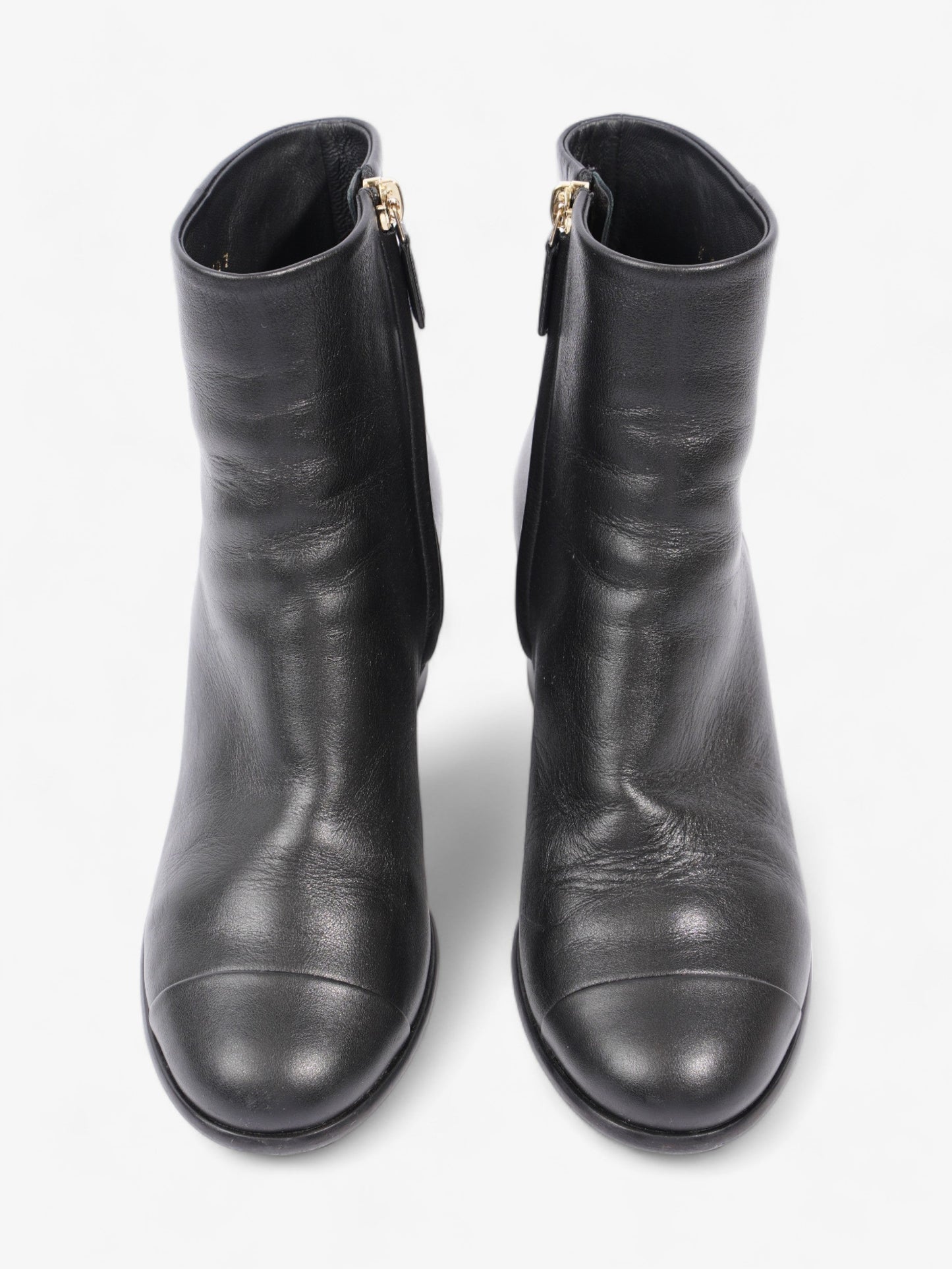 Chanel CC Boots 50 Black / Gold Leather EU 37.5 UK 4.5