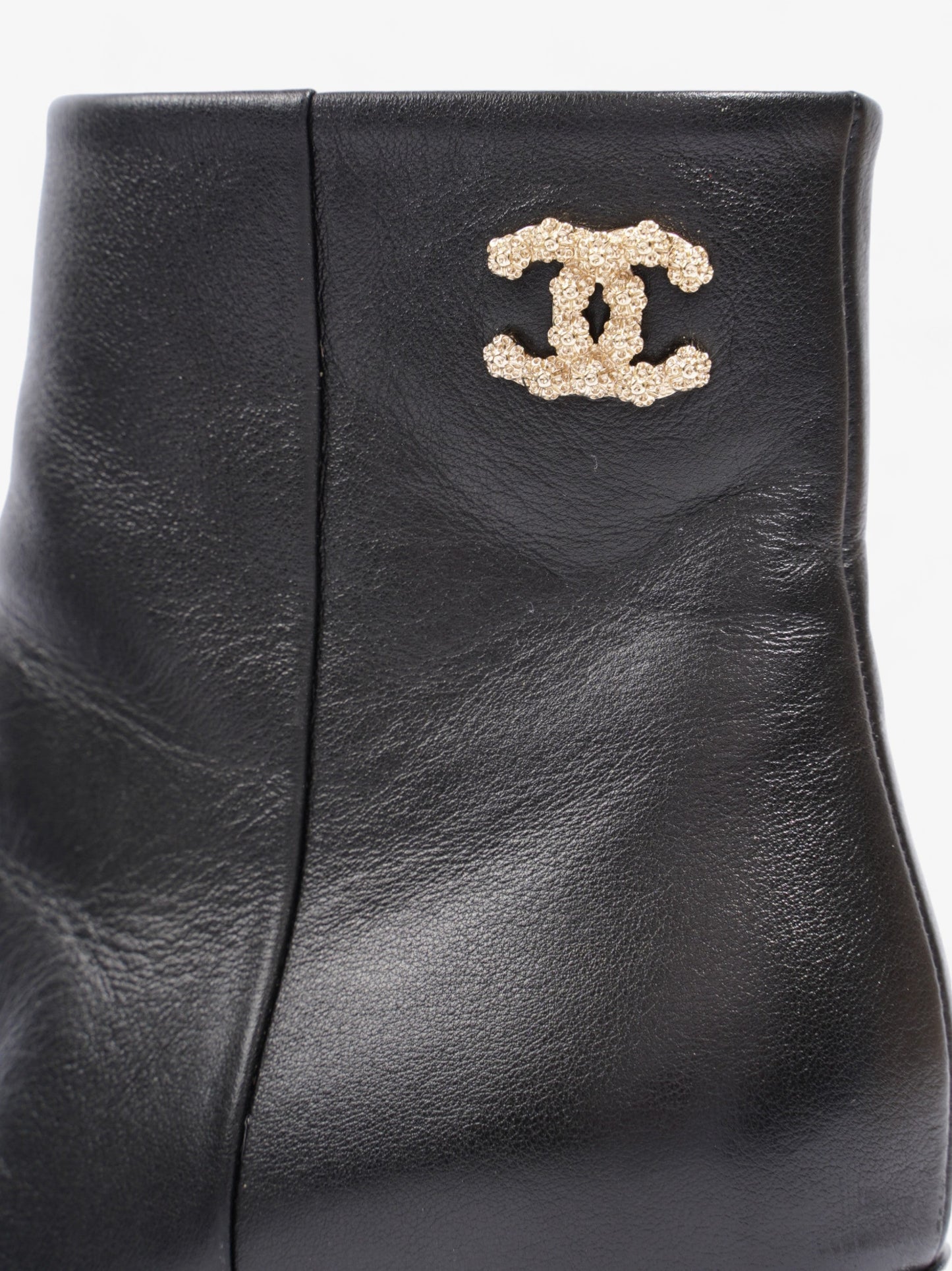 Chanel CC Boots 50 Black / Gold Leather EU 37.5 UK 4.5