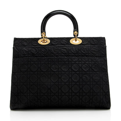 Dior Vintage Nylon Lady Dior Fold Over Large Satchel (SHF-18340)