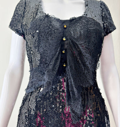 Chanel Vintage 1994 Black Sequin Lace Dress
