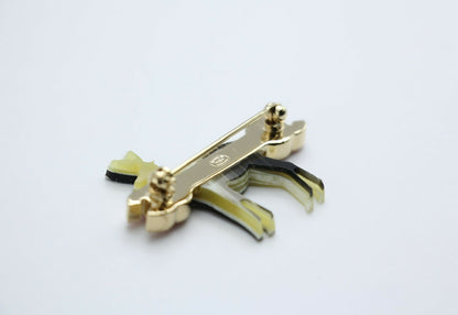 Chanel Vintage 01A Metal Dark Green Gradient Deer Brooch