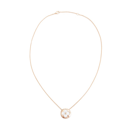 Louis Vuitton 18k Rose Gold & White Mother of Pearl Color Blossom Sun Pendant Necklace w/ Box
