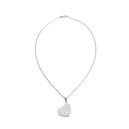 Louis Vuitton 18k White Gold Pave Diamond Heart Locket Pendant Necklace