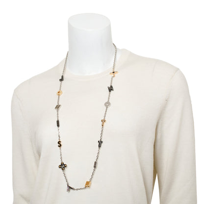 Louis Vuitton Gold & Palladium Plated Crystal Timeless Love Letter Station Necklace