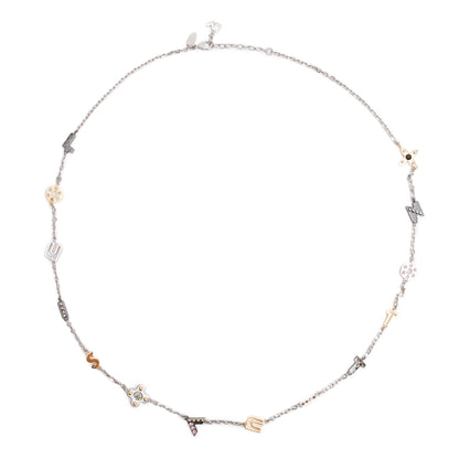 Louis Vuitton Gold & Palladium Plated Crystal Timeless Love Letter Station Necklace