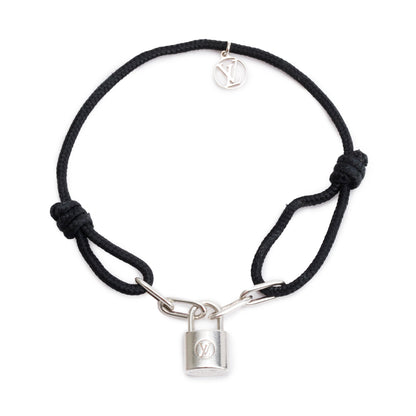 Louis Vuitton Sterling Silver Lockit X Virgil Abloh Black Cord Bracelet w/ Box