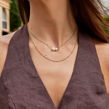 Louise Double Pearl Pendant Necklace