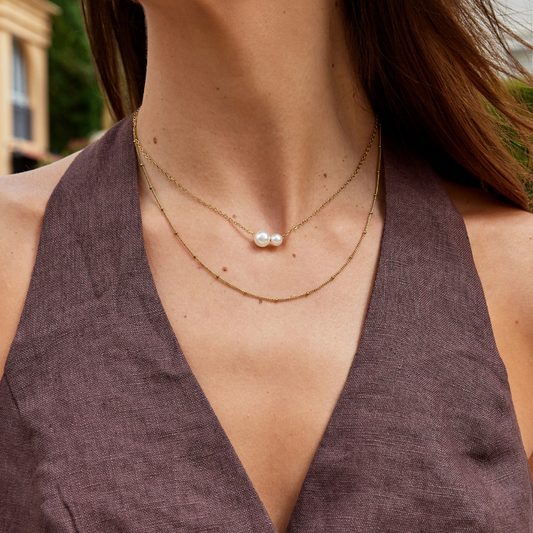 Louise Double Pearl Pendant Necklace