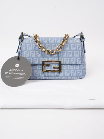 Fendi Mama Baguette Blue Canvas Mini