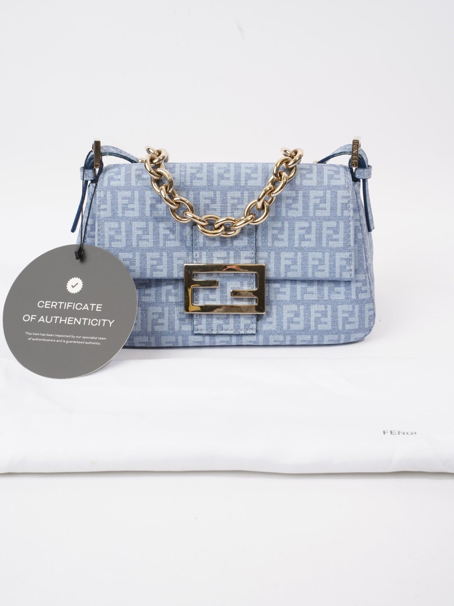 Fendi Mama Baguette Blue Canvas Mini