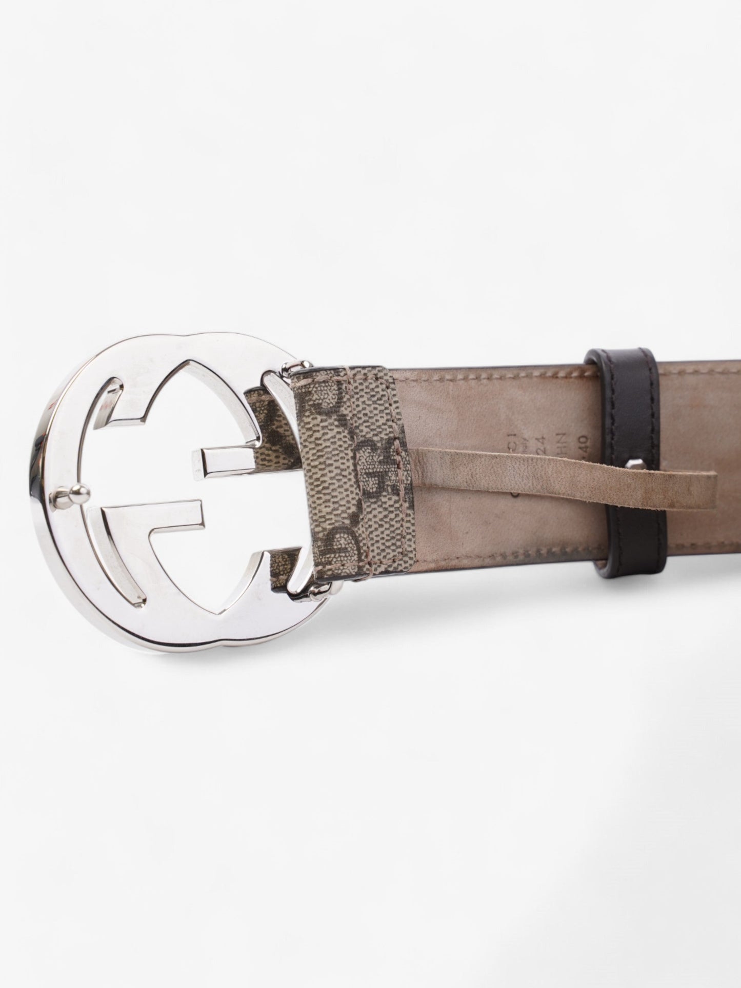 Gucci Interlocking G Belt GG Supreme / Silver Canvas 100cm / 40"