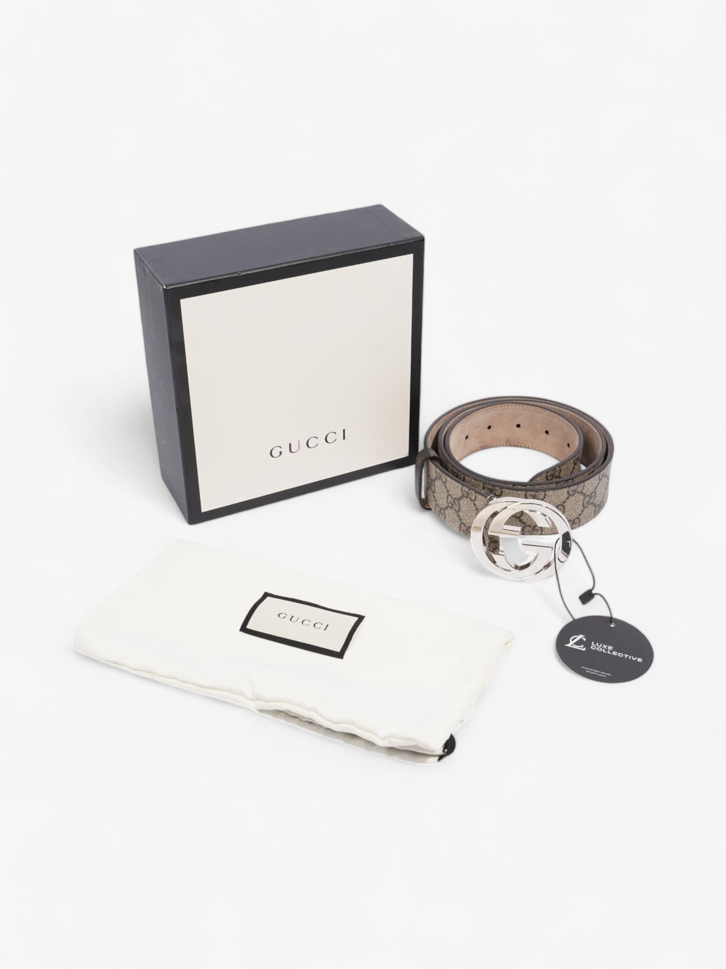 Gucci Interlocking G Belt GG Supreme / Silver Canvas 100cm / 40"