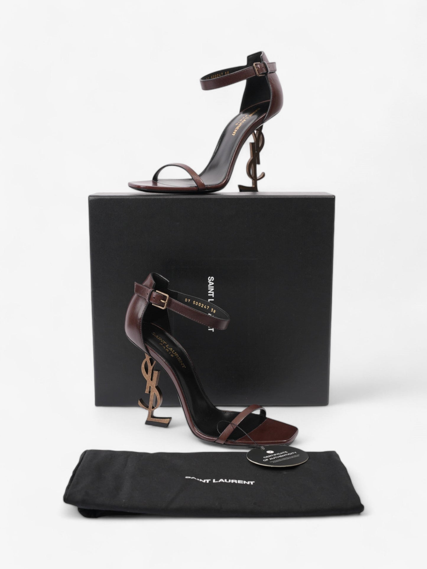 Saint Laurent Opyum 110mm Brown / Gold Leather EU 38 UK 5