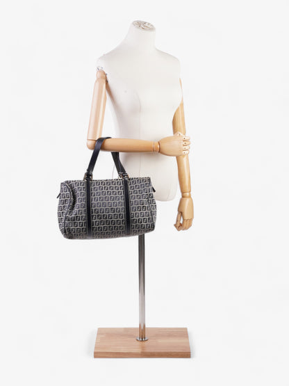 Fendi Vintage Zucchino Boston Navy / Grey Canvas