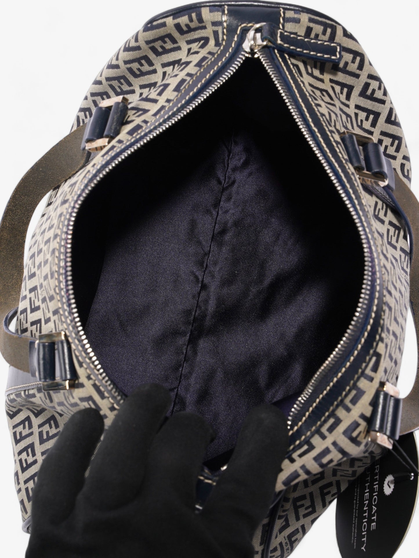 Fendi Vintage Zucchino Boston Navy / Grey Canvas