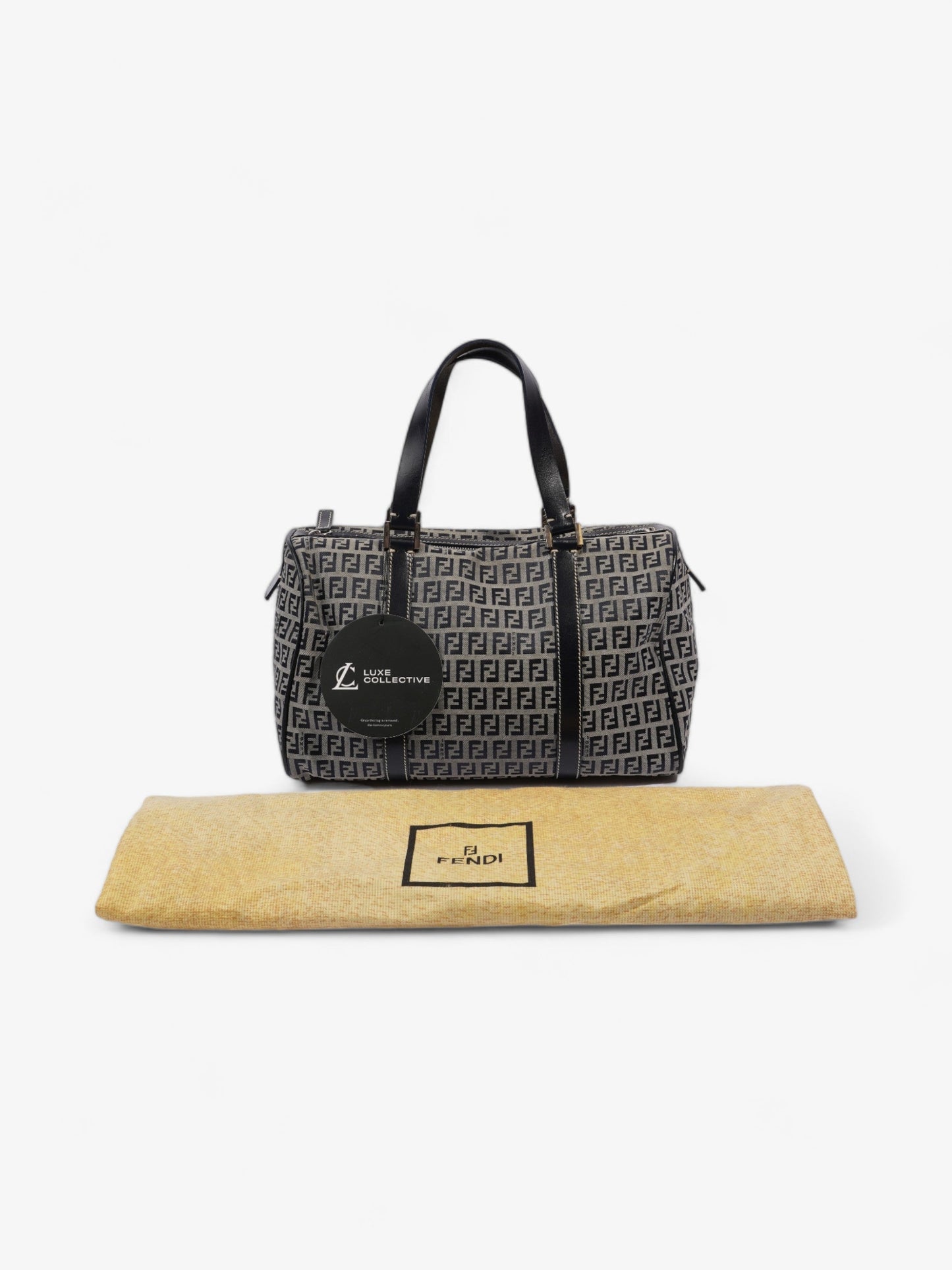Fendi Vintage Zucchino Boston Navy / Grey Canvas