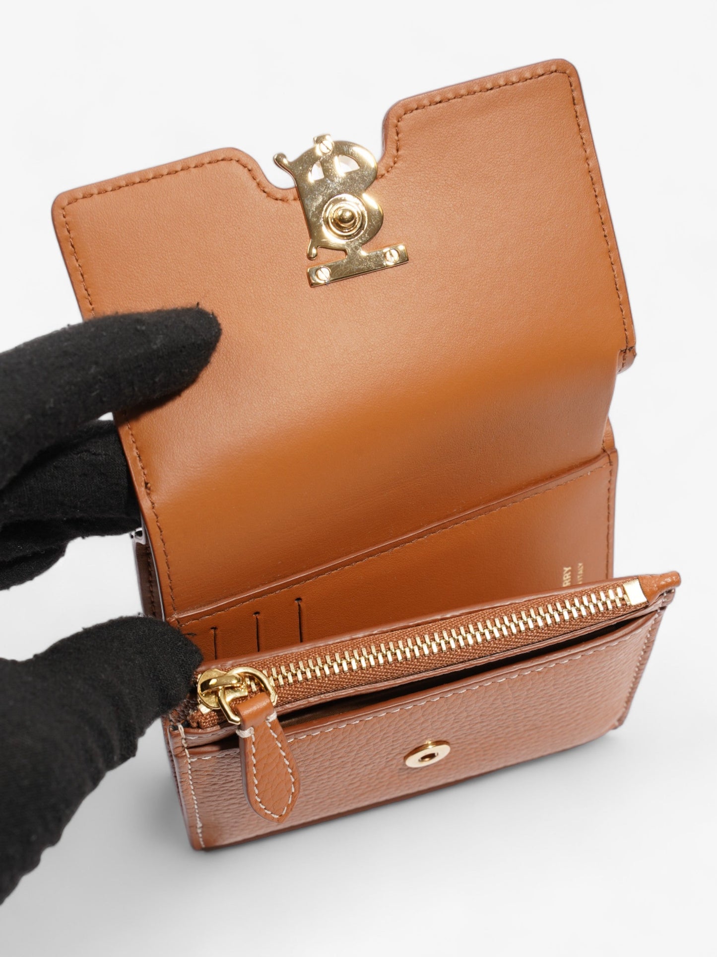 Burberry Compact Wallet Warm Russet Brown Leather