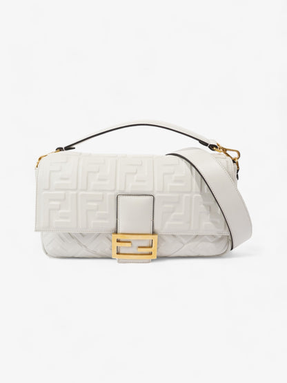 Fendi Baguette White Embossed Leather