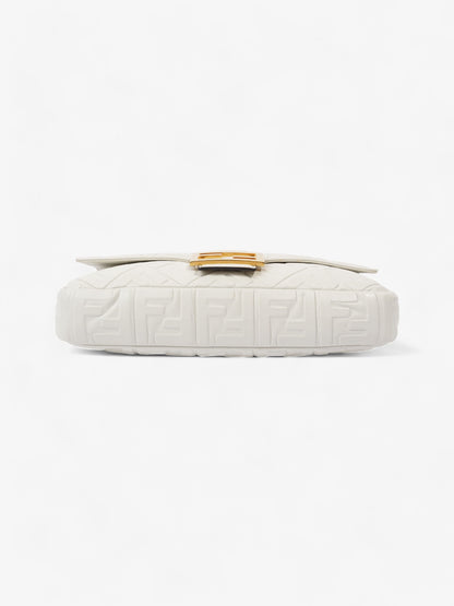 Fendi Baguette White Embossed Leather