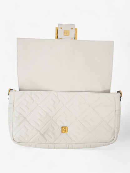 Fendi Baguette White Embossed Leather
