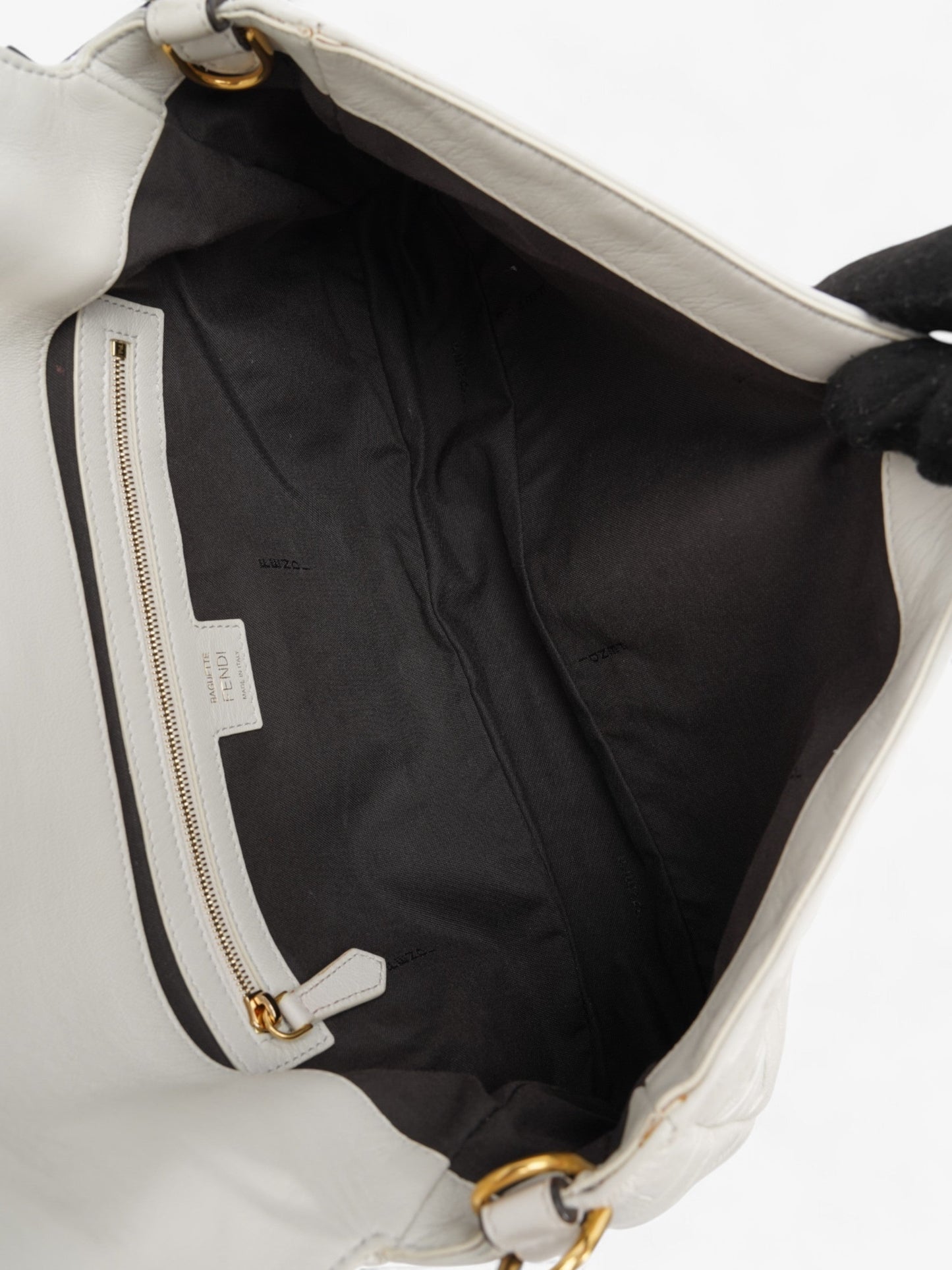 Fendi Baguette White Embossed Leather