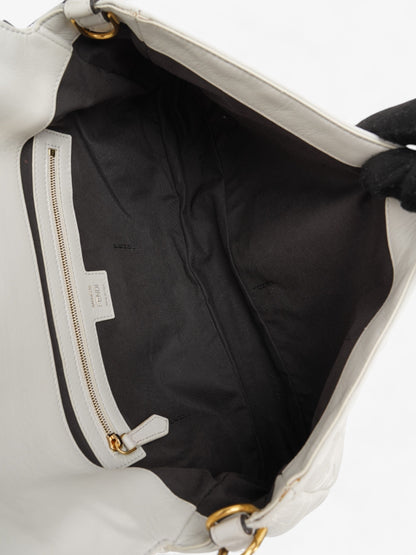 Fendi Baguette White Embossed Leather