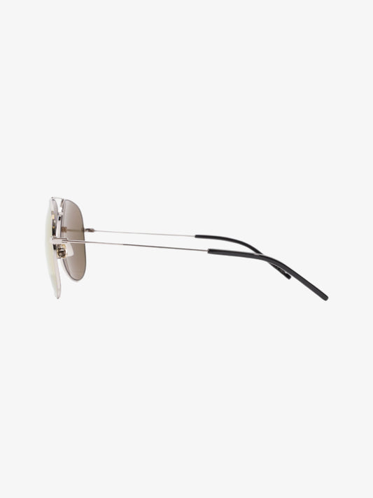 Saint Laurent Classic 11 Aviator Sunglasses Silver / Yellow Lends Base Metal 145mm