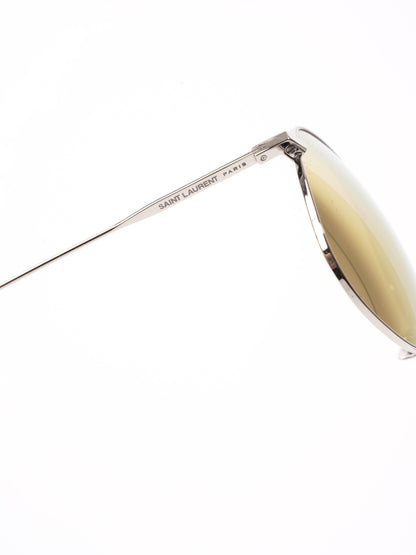Saint Laurent Classic 11 Aviator Sunglasses Silver / Yellow Lends Base Metal 145mm