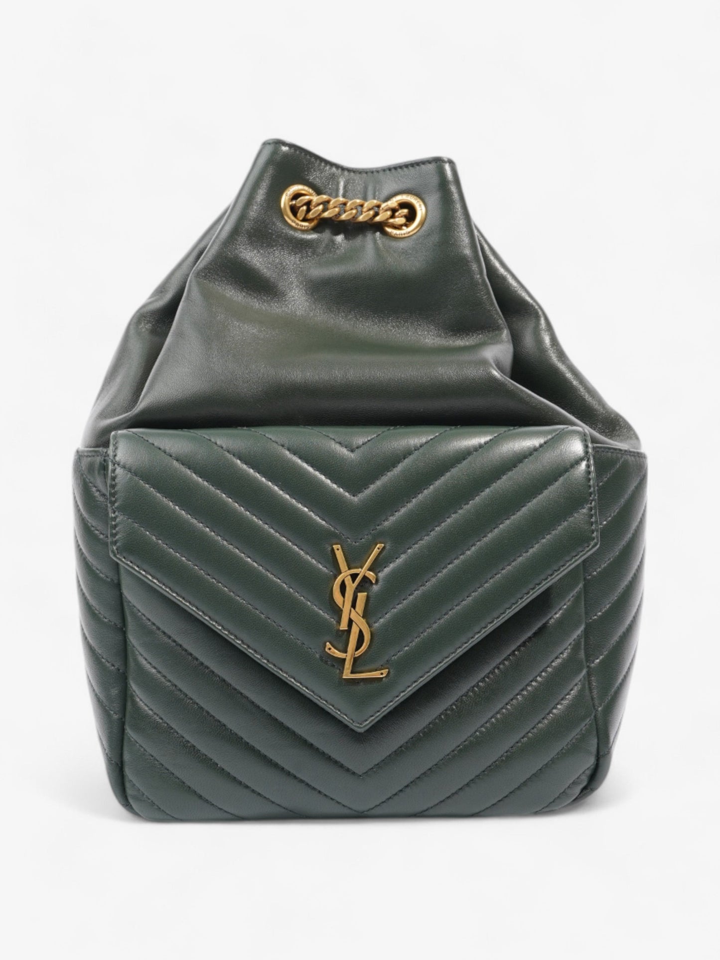 Saint Laurent Joe Monogram Backpack Dark Green Matelasse Leather