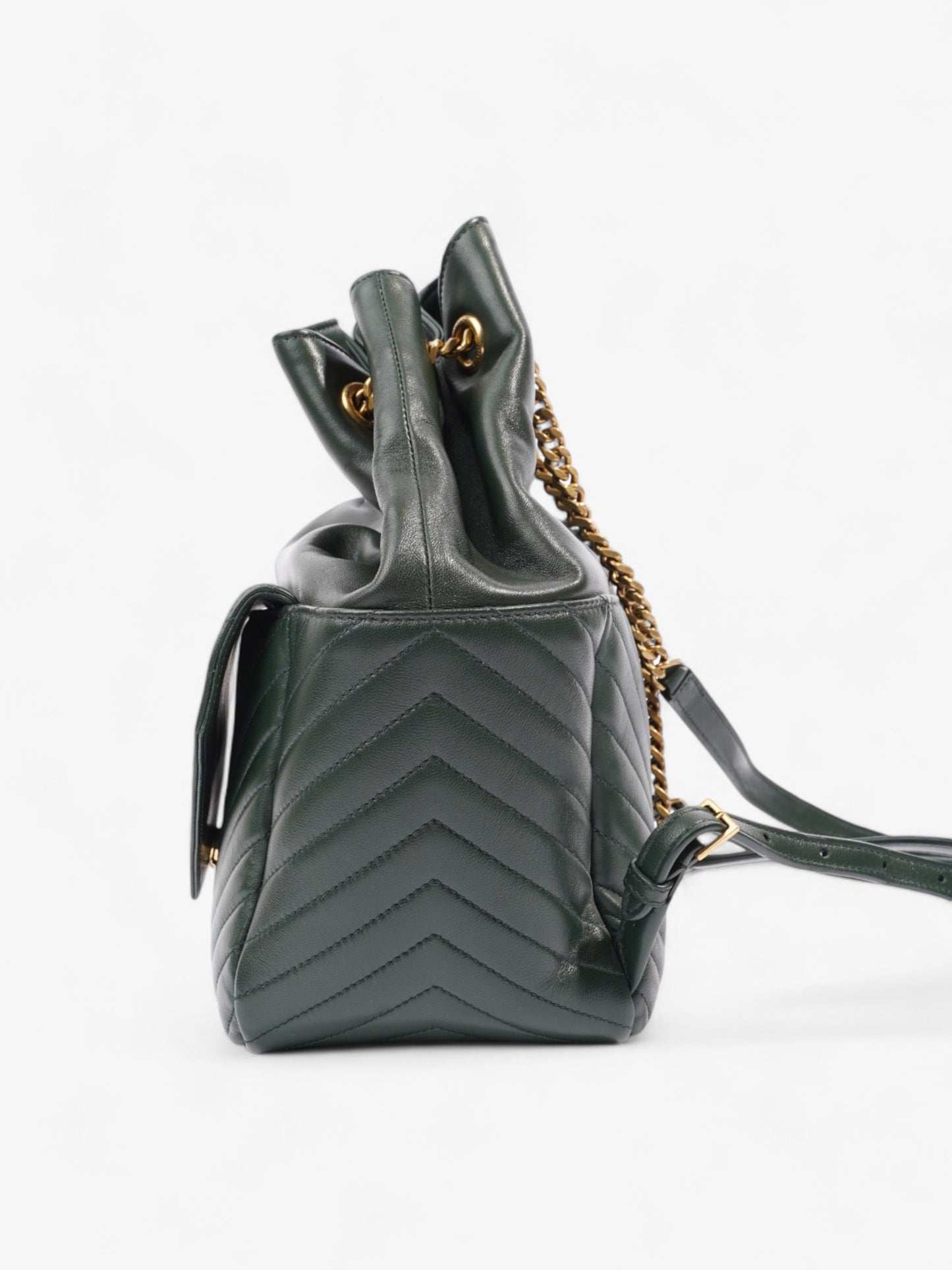 Saint Laurent Joe Monogram Backpack Dark Green Matelasse Leather