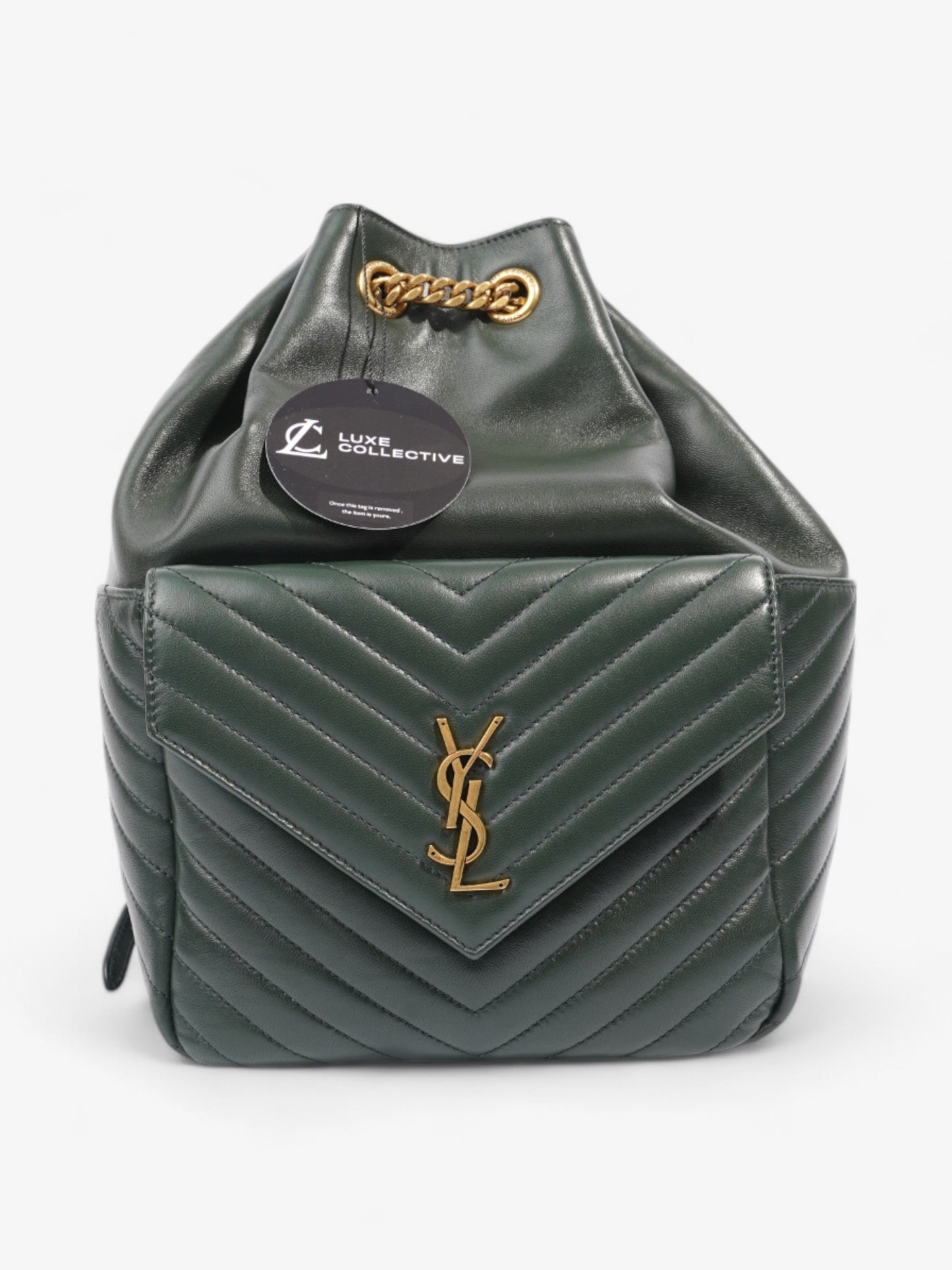 Saint Laurent Joe Monogram Backpack Dark Green Matelasse Leather