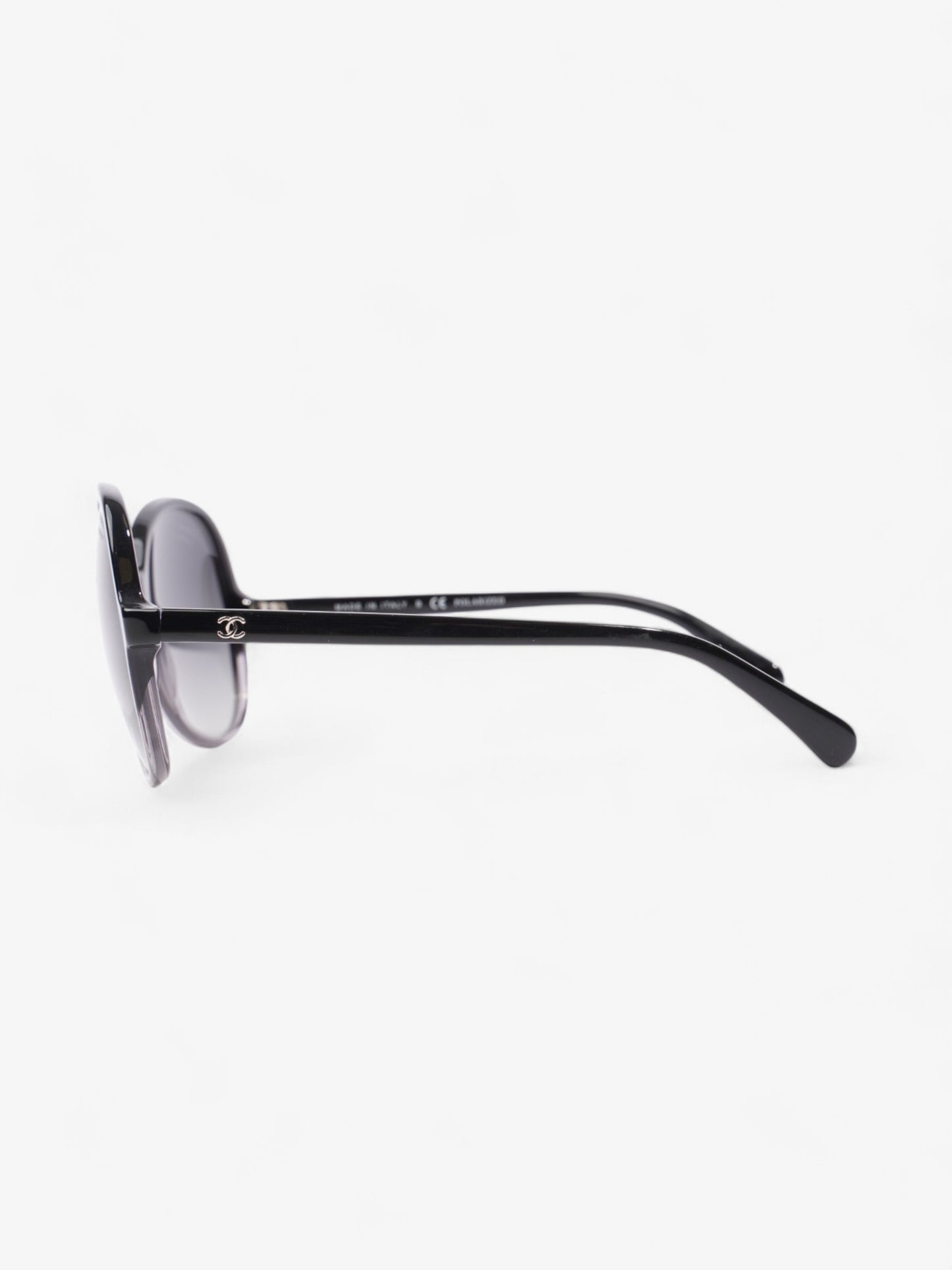 Chanel Oversized Round Sunglasses Black Acetate 140mm