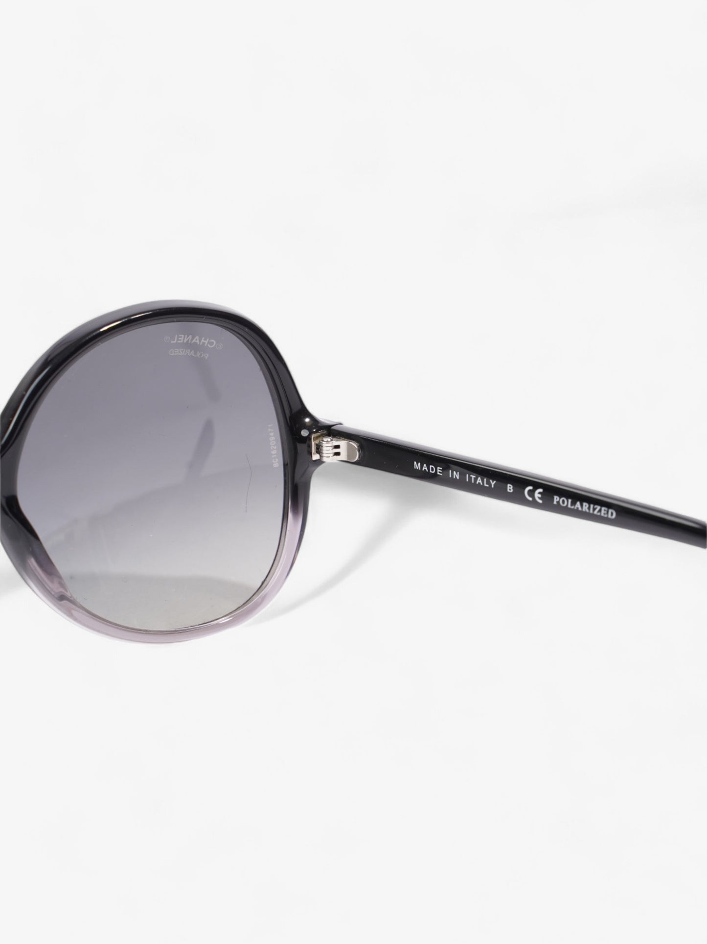 Chanel Oversized Round Sunglasses Black Acetate 140mm