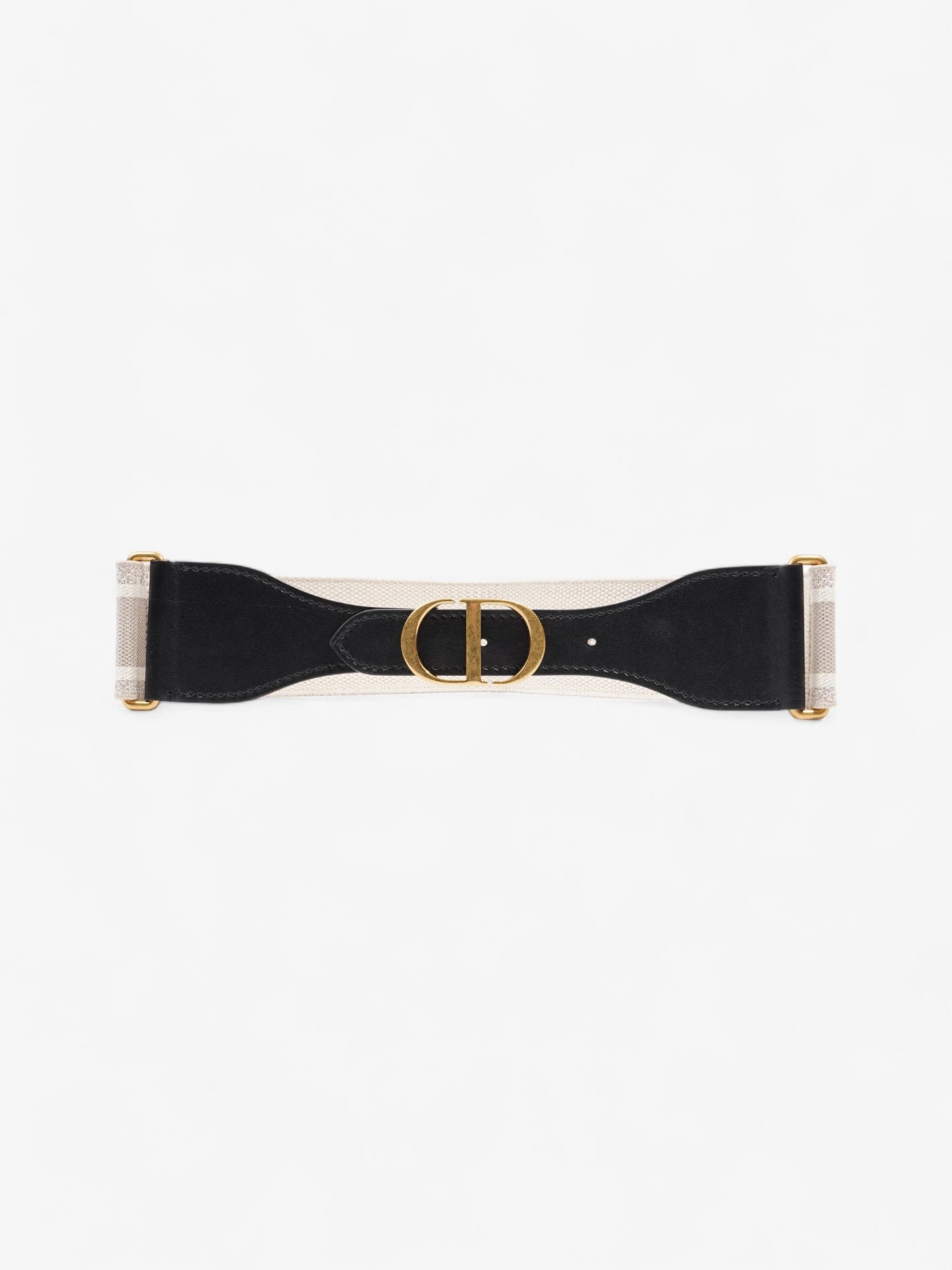 Christian Dior CD Belt Beige / Black Canvas 75cm / UK 8