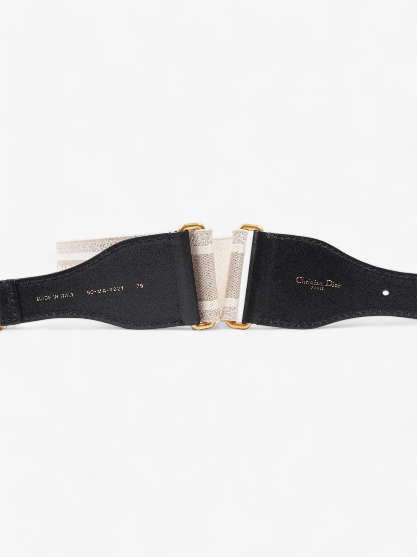 Christian Dior CD Belt Beige / Black Canvas 75cm / UK 8