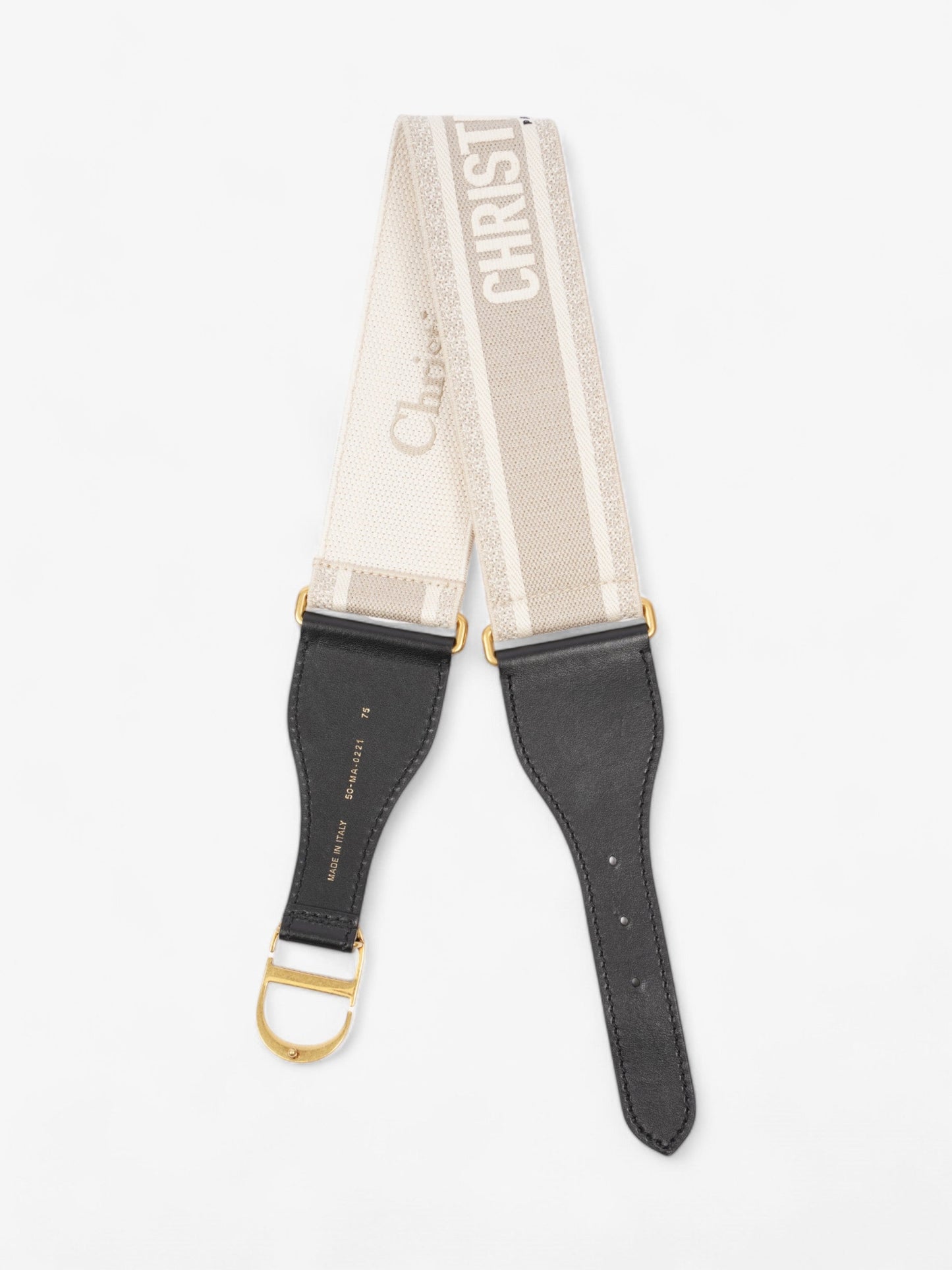 Christian Dior CD Belt Beige / Black Canvas 75cm / UK 8