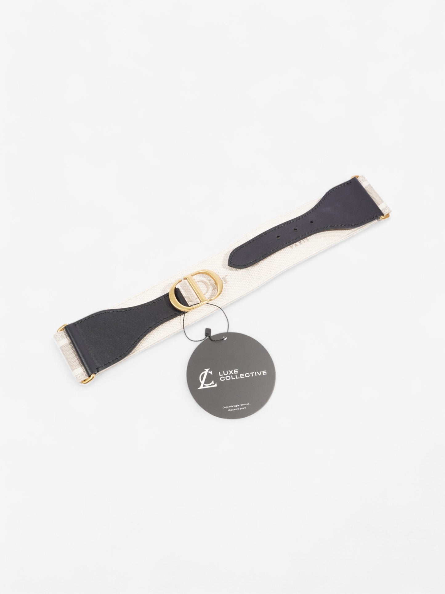 Christian Dior CD Belt Beige / Black Canvas 75cm / UK 8