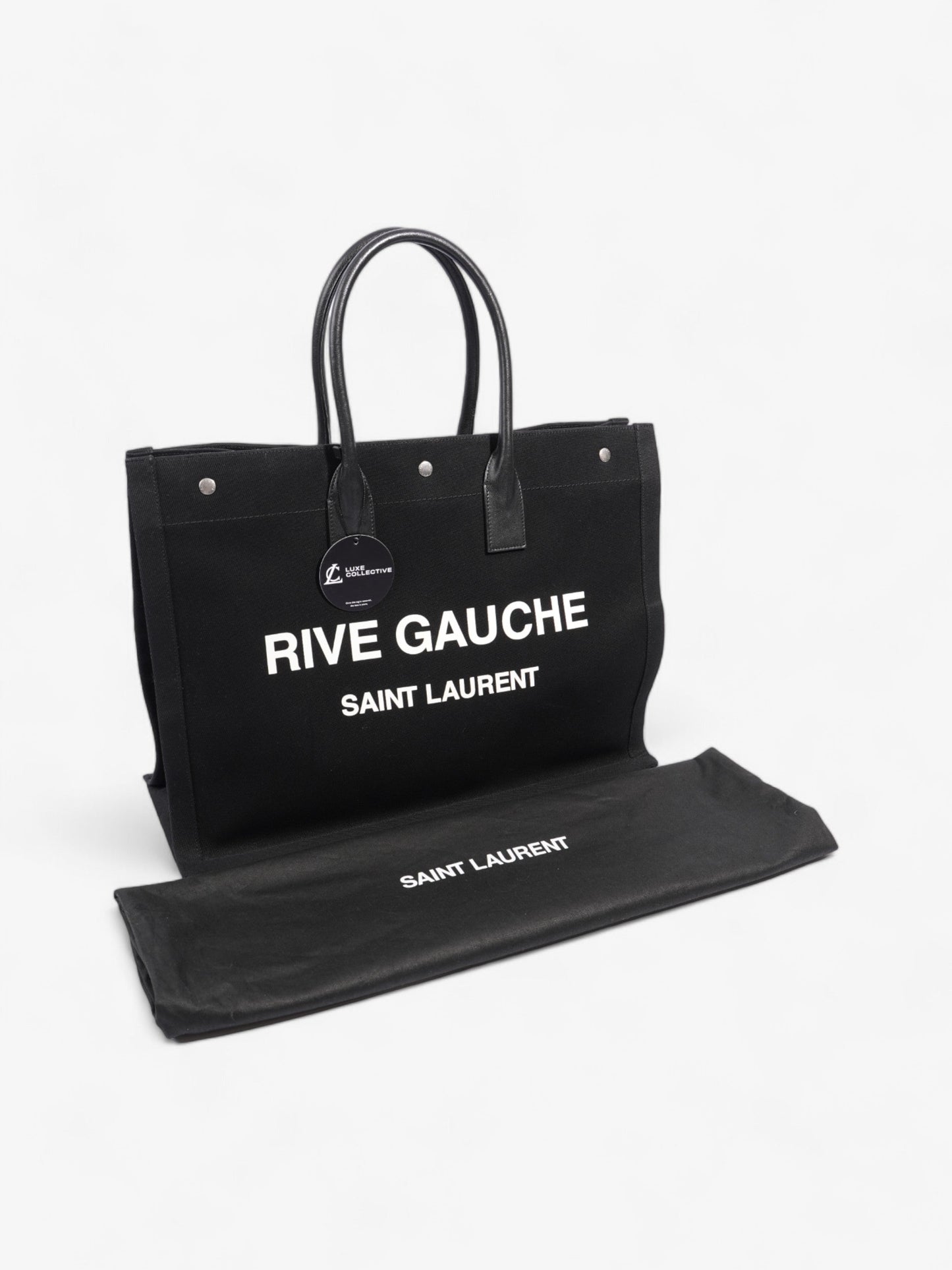 Saint Laurent Rive Gauche Tote Black Canvas Large